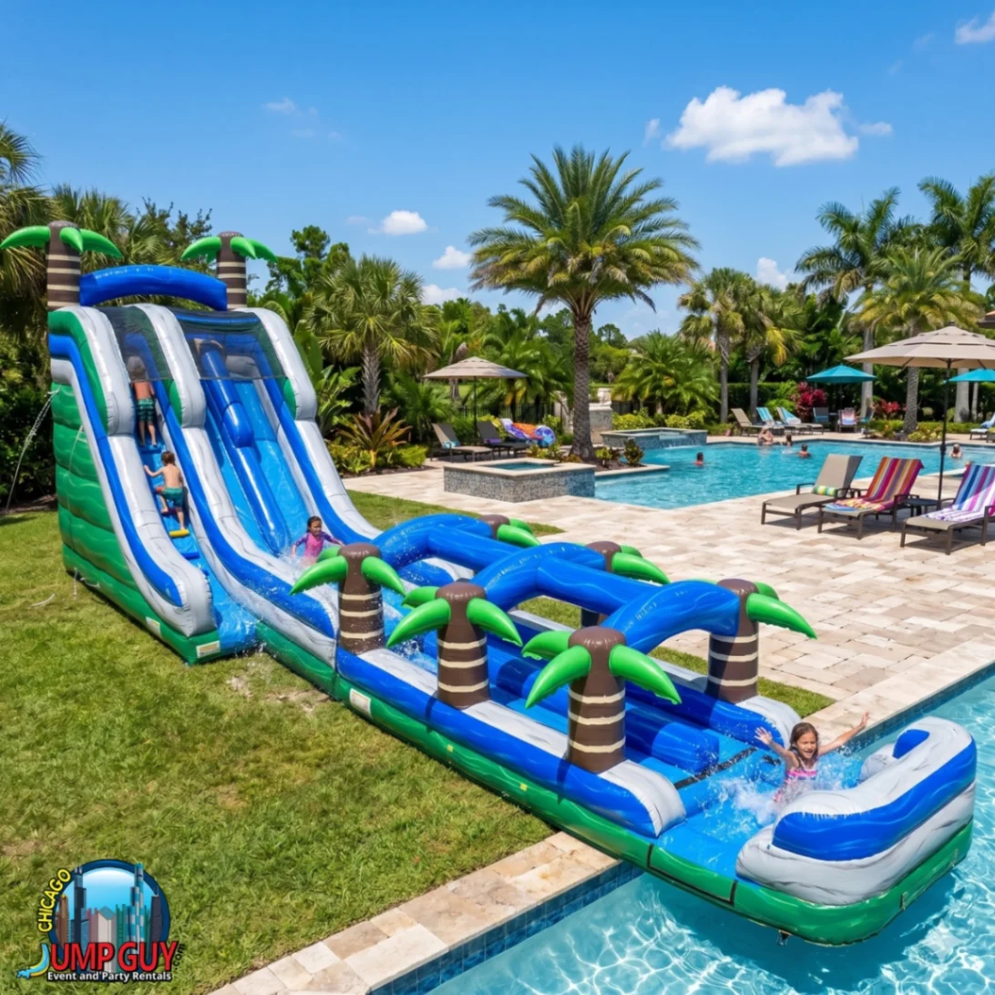 22ft Tropical Dual Lane Water Slide rental for Barrington IL events in ZIP code 60010