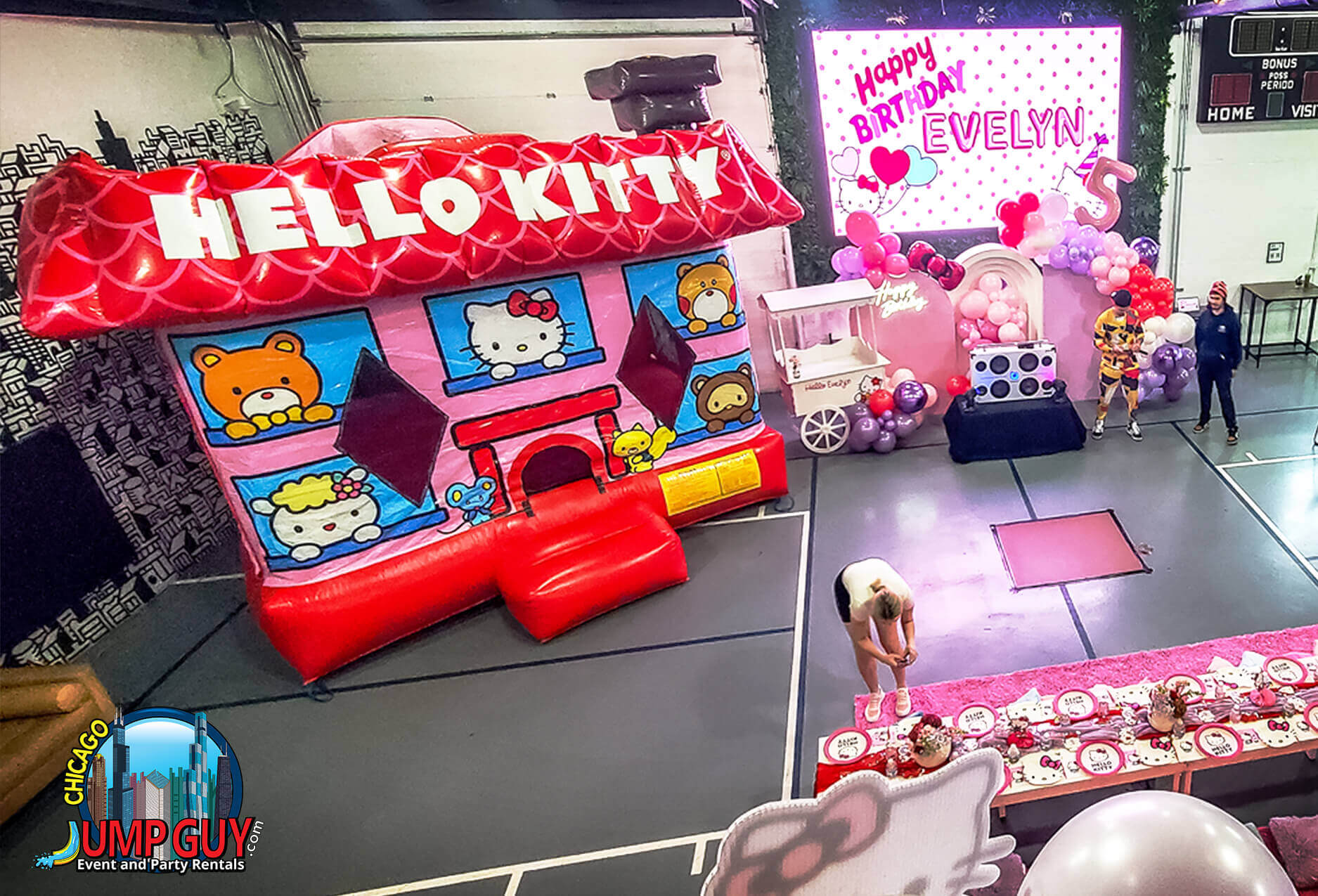 Happy Birthday Evelyn Hello Kitty Bounce House rental for Barrington IL events in ZIP code 60010
