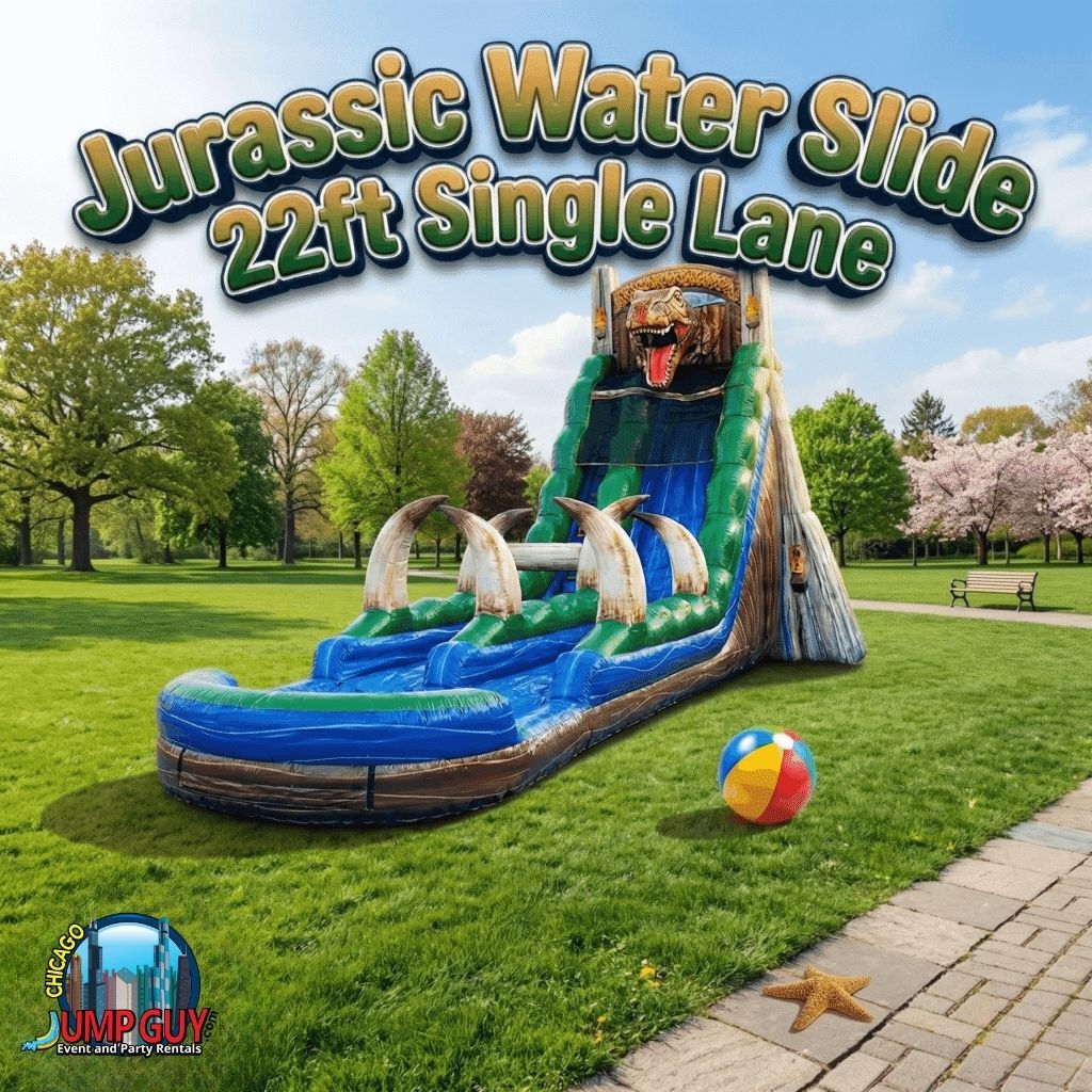 jurassic water slide 22ft single lane featured rental for Barrington IL events in ZIP code 60010