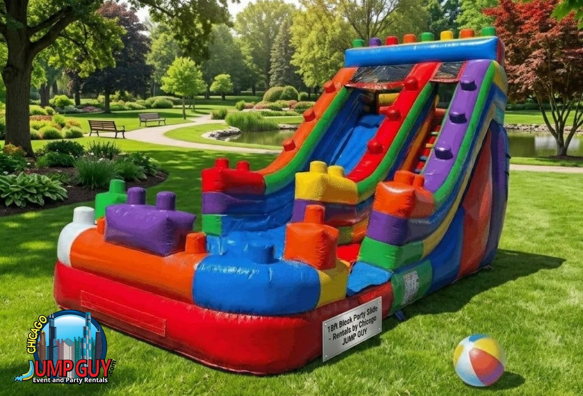 single lane water slide backyard rental for Barrington IL events in ZIP code 60010